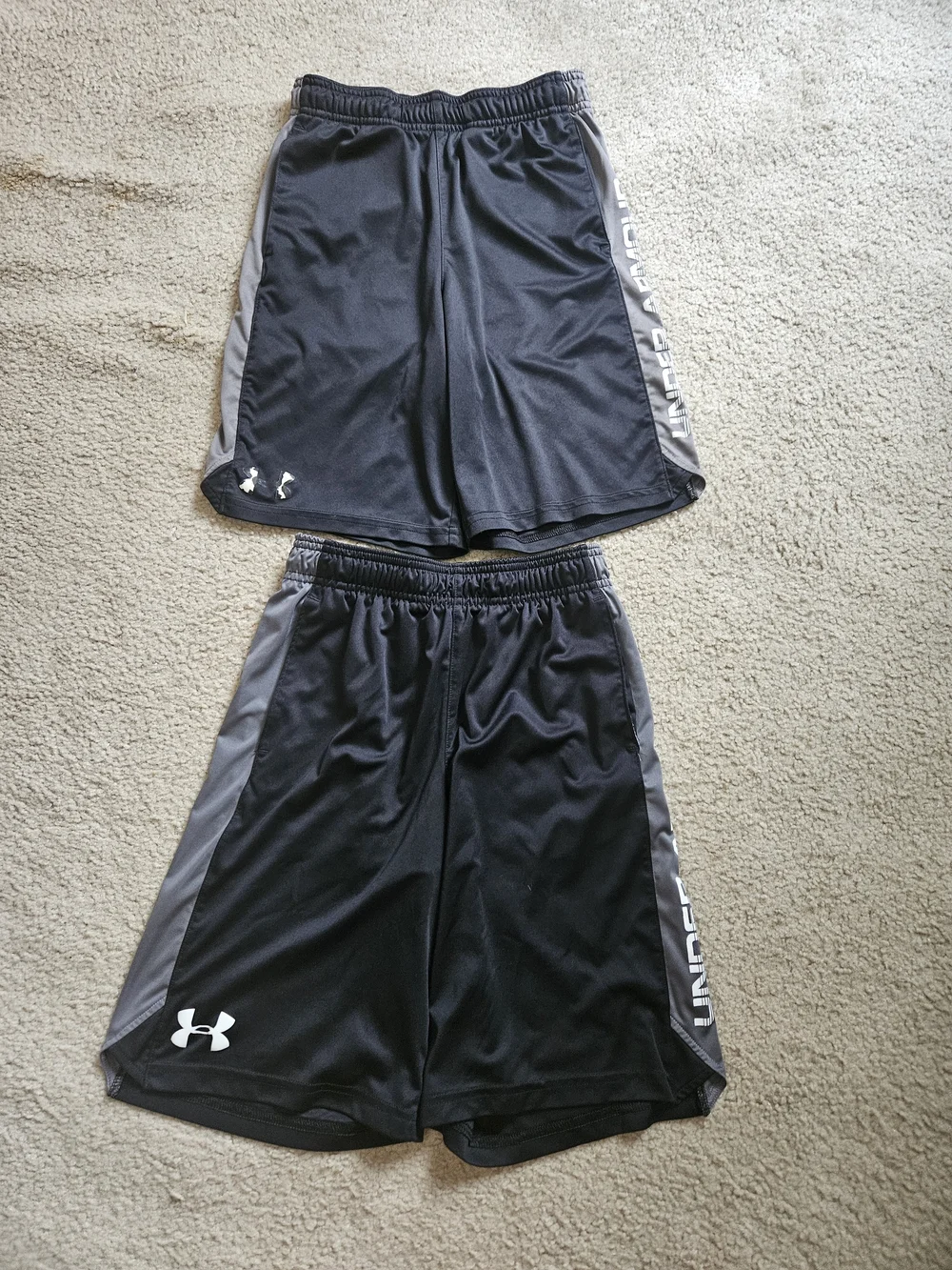 Under Armour Black and Gray Kids Athletic Shorts